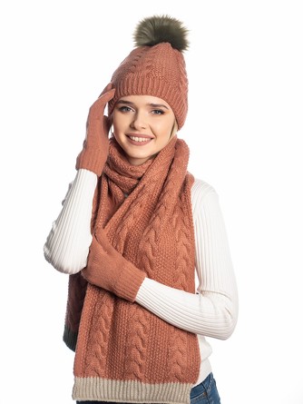 Комплект (шапка, шарф и перчатки) зимний Pretty Mania