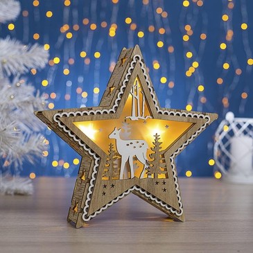 Фигура деревянная Звезда с олененком, 5 LED Luazon Lighting
