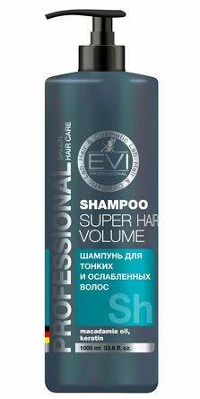 Шампунь Объем и Сила для придания объема тонким, сухим и ослабленным волосам 1000 мл EVI professional