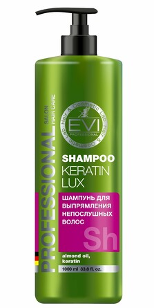 Шампунь Кератиновое Выпрямление для непослушных волос 1000 мл EVI professional