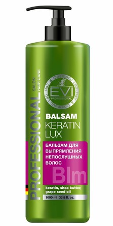Бальзам-ополаскиватель Кератиновое Выпрямление для непослушных волос 1000 мл EVI professional