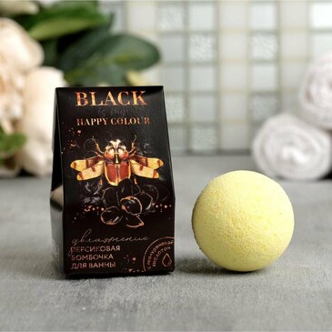 Увлажняющая бомбочка с гиалуроновой кислотой 40 г Black, аромат персик Beauty Fox